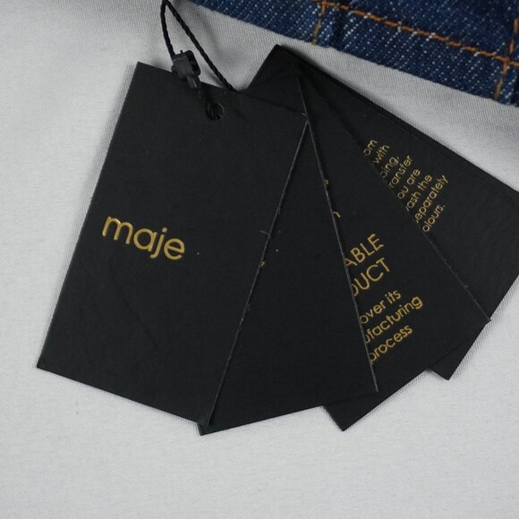 Maje Short Denim Pleated Skirt with Lining in Marine Blue Size 36 (NWT) - Picture 8 of 13